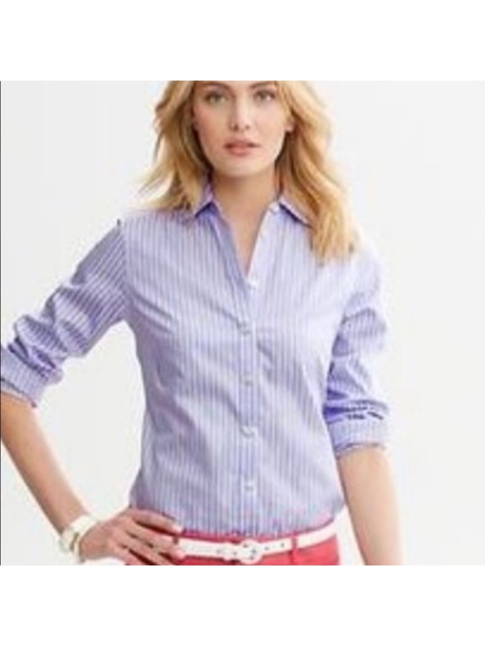 Banana Republic Non-Iron Lavender Stripe LS Fitted Dress Shirt 4P